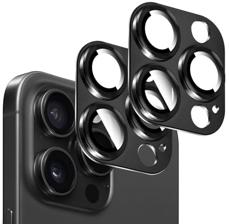 Kucheed 2 Stück Kamera Schutz für iPhone 12 Pro Max, Einteiliges Metallaluminium mit 3D Textur Designdekoration, Kratzfeste Vollständige Kameraabdeckung für Die Rückseite