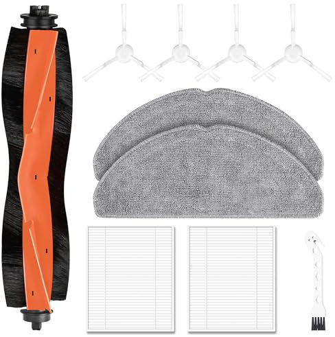 10 Stück Zubehörset für Xiaomi S20 Saugroboter, Ersatzteile 1 Hauptbürste 2 Wischpad 2 HEPA Filter 4 Seitenbürste 1 Reinigungszubehör