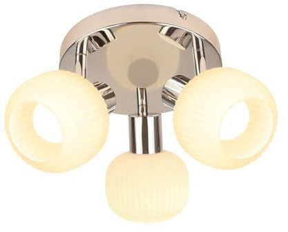 Deboola Deckenstrahler 3 Flammig Deckenleuchte Flur - Deckenlampe Weiß Deckenspots Vintage Rund Glas Strahler Innen E14 Morden 350°Schwenkbar Spots für Schlafzimmer Wohnzimmer(Ohne Leuchtmittel)