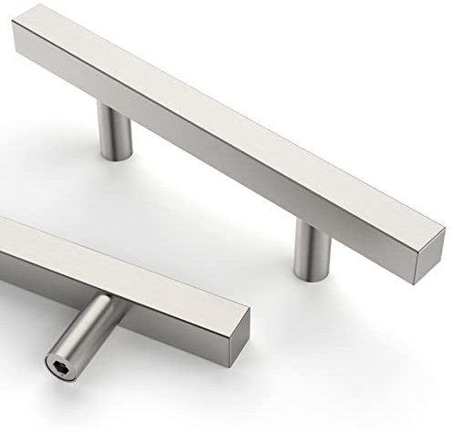 9BUILD Astrée 10 Pack 76mm Brushed Satin Nickel Kitchen Handles Stainless Steel Kitchen Cupboard Handles Cabinet Handles Cupboard Door Handles Drawer Handles Wardrobe Handles