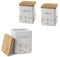 MA MAISON Tris Quadrato Daisy: Set Sale, Zucchero e Caffè in Ceramica con Tappo in Legno- Dimensioni compatte 10x13 cm - Elegante e Pratico per la Conservazione degli Alimenti con Stile