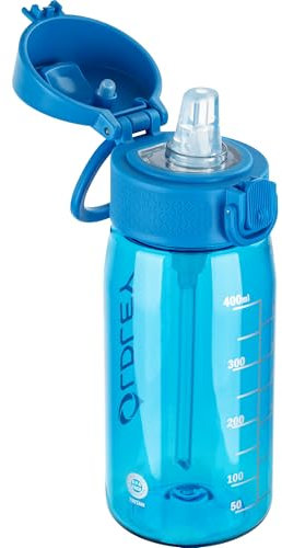 OLDLEY Kids Water Bottles with Straw 420ml/14oz BPA Free Tritan Water Bottle with Handle Leakproof Time Marker School Sports Drinking Bottle for Toddler Boys Girls (Blue)