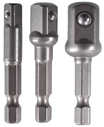 3 Stk 1/4 3/8 1/2 Bit-Steckschlüssel-Adapter Drehbar für Akkuschrauber-Ratschenverlängerung Steckschlüssel-Adapter-Set