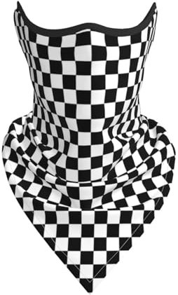 LfearTesa Motif géométrique classique à carreaux noir et blanc,Masque de sport coupe-vent Bandana Cache-cou Bouclier facial Bandeau Cache-cou Tube