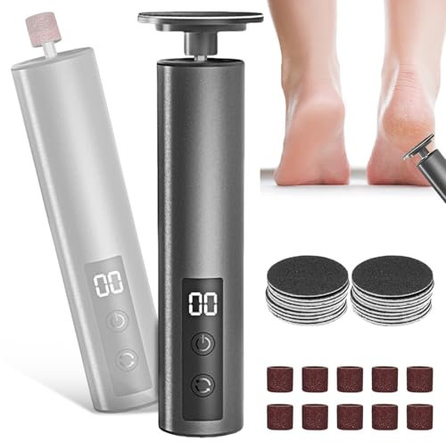Hornhautentferner Elektrisch Stark - 2 in 1 Wiederaufladbar Hornhaut Entferner Pediküre Set Fußpflege mit Ersatz-Schleifpads, Profi Elektrischer Hornhauthobel Fußraspel für Fuße, Schwarz
