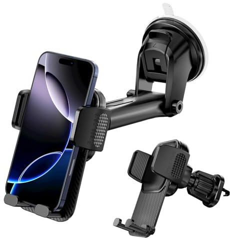 Gratuipolmep Porta Cellulare Auto, Supporto Telefono Auto Universale, Supproto Smartphone Car 360° Rotazione, Potente Ventosa, per Cruscotto Parabrezza e Presa d'Aria, per Smartphone da 4.7-7.2