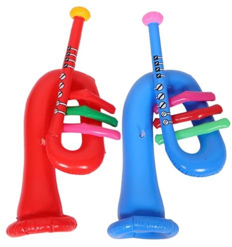 QUMIIRITY 2 Stücke Kinder Aufblasbare Trompete Spielzeug PVC Material Trompete Bühne Layout Musical Instrument Dekoration Photo Booth Requisiten
