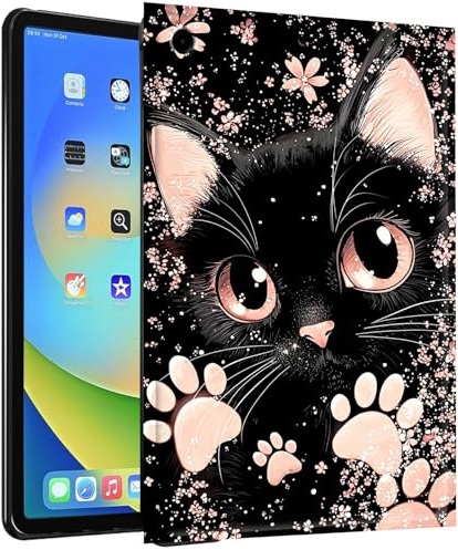 TPU Case for iPad mini 1st,2nd,3rd,4th,5th Generation 7.9 - Slim Fit Shockproof Protective Cover with Cute Pink and Black Cat Design for iPad mini 1/2/3/4/5