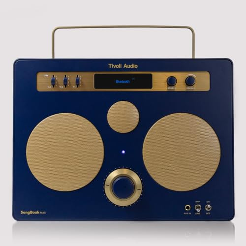 Tivoli Audio Songbook MAX, Premium Bluetooth Sound System with FM, 1/4 Auxiliary Input and Built-in Preamp (Blau/Gold)