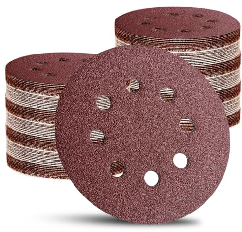 110pcs 125mm Sanding Discs, 5 Inch 8 Hole Hook and Loop Sandpaper Discs 60 80 120 220 320 400 600 800 1000 1500 2000 Mixed Grits Sanding Discs for Random Orbital Sander