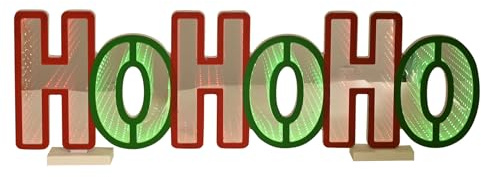 Widdop Infinity HO HO HO LED Stand Light – 32cm Illuminated Christmas Sign Decoration in Red & Green – Festive LED Ornament for Tabletops & Windowsills