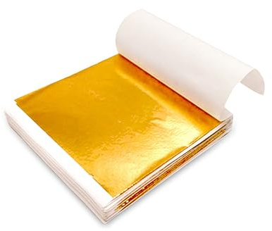 200 Stück Blattgold Zum Basteln,Goldfolie Gold Foil Anlegemilch Blattgoldblätter Papier Set Bastelfolie Blatt Goldpapier Imitation Dekorative Blattmetall Goldenes Prägefolie Goldblatt für Dekoratives