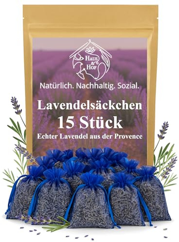 Lavendelsäckchen ohne Plastik Nachhaltig Verpackt | Duftsäckchen Kleiderschrank 15x | Echter Lavendel Getrocknet | Lavendelblüten Getrocknet | Natürlicher Lavendel Mottenschutz für Kleiderschrank