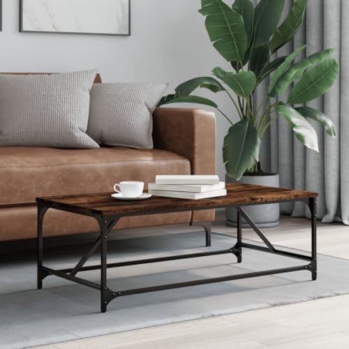 Yisssmeng Tavolino da salotto in legno e metallo, 100 x 50 x 35 cm, design moderno, robustezza e durata per soggiorno, divano e salotto