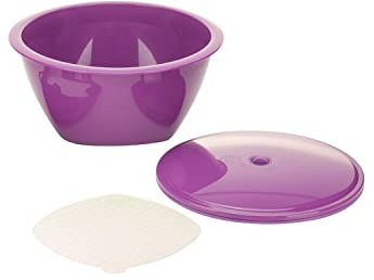 Börner Multimaker Salatschüssel mit Deckel (Violett) • Schüssel inkl. Deckel & Sieb • Mikrowellentauglich & gefriergeeignet • Salat-Schüssel Set • Frischhalte Schüssel mit Deckel