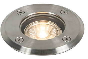 Qazqa - Modern Outdoor Ground Spot Stahl I Silber I nickel matt 11cm IP67 - Basic Round I Außenbeleuchtung - Edelstahl Rund - LED geeignet GU10