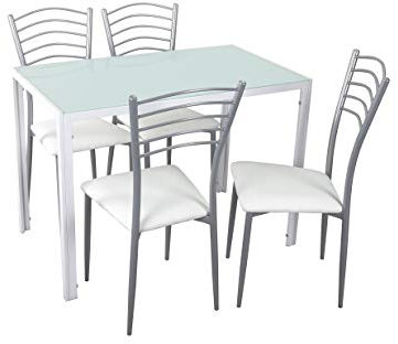 Woopi Lote de Mesa de Cocina Kiev + 4 sillas Paris Blancas