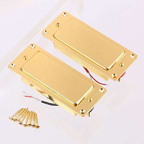 LYWS 2 Stück lärmloser Golden Mini Humbucker-Gitarren-Tonabnehmer Steg und Hals für LP