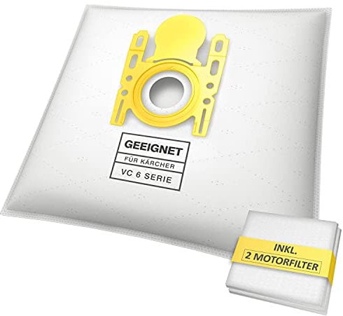 McFilter | 10 sacs d'aspirateur compatibles avec aspirateus Kärcher VC 6 Premium | VC6100 | VC6.150 | VC6200 | VC6300 | comme 6.904-329.0 | disque de protection en plastique avec joint anti-poussière