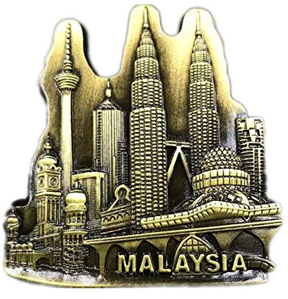 Malaysia Kühlschrankmagnet, Weltstadt, 3D, Metall, starkes Souvenir, Touristengeschenk, chinesischer Magnet, handgefertigt, kreative Dekoration für Zuhause und Küche, Magnetaufkleber (Malaysia 2)