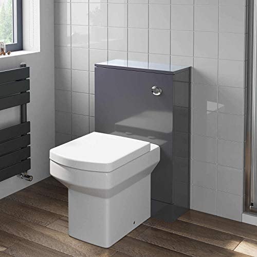 500mm Bathroom Toilet BTW Furniture Unit Square Pan Soft Close Seat Gloss Grey