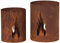 2er Set Windlicht Flammen H25cm H21cm Rost Laterne Garten-Deko Gartenleuchte Rostdeko Edelrost