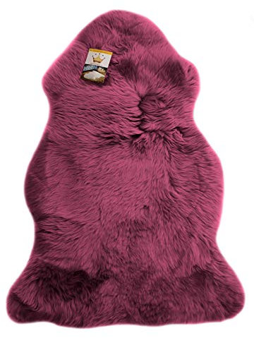 Reissner Lammfelle | Finn DF-95-LIL | Echtes Merino Schaffell | Naturform | hoch-/langflorig | Dekofell Couchauflage Bettvorleger Teppich | lila 95cm