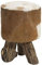 Beliani Sitzhocker Goldbraun Ziegenfell Teakholz 42 cm Boho-Stil Kent