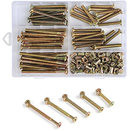 100 Stück M6 Möbel-Zylindermutter S-schrauben Zylindermuttern S-schrauben Möbelsschrauben Muttern Schraubenset Verzinkt Schraubenmuttern-Sortiment Aufbewahrungsbox Möbelbetten Kinderbett und Stühle