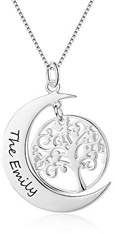 jewel Collana Personalizzato Albero Della Vita Ciondoli con 1-6 Nome Incisione Collana Donna Madre Figlia Famiglia Regalo per la Festa Della Mamma Compleanno (Argento 2)