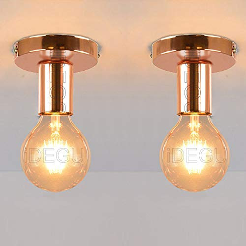 iDEGU 2 Pack Plafonniers Modernes, Simple Luminaire Lustre Spot de Plafond Vintage Applique Murale Douille E27, Sans Ampoules (Or Rose)