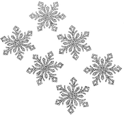 EXCEART 30 StüCk 5 Cm Groß Glitzer-Schneeflocken Diy ZubehöR, Silberne Schneeflocken FüR Haarreifen, Haarspangen Und Weihnachtsbaum Deko