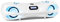 auna Spacewoofer DAB Boombox mit CD-Player - mobiler Lautsprecher, Musikbox, 40 Watt, UKW-Radio, DAB+, Bluetooth, USB, AUX IN, LED-Lichteffekte, Netz- oder Batteriebetrieb, inkl. Fernbedienung, weiß