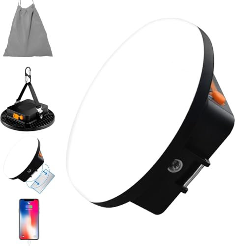 Linterna Camping LED, 12000mAh Power Bank Recargable Lámpara Camping ,2000LM Foco para Tienda, IP65 Impermeable Portátil Luz de Emergencia para Pesca,Senderismo,Apagón (30W Pro)