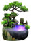 Zimmerbrunnen mit LED Beleuchtung Wasserfall Tischbrunnen Steingarten Desktop-Brunnen mit Nebel, Garten Harz Zen Light brunnen Geschenk Dekoration (28x15x20cm)