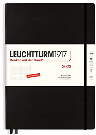 LEUCHTTURM1917 365779 Tageskalender Master (A4+) 2023, 12 Monate, Schwarz, Deutsch