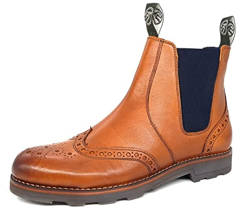 Frank James Boughton Tan Leather Pull On Mens Chelsea Dealer Boots Size 7-12