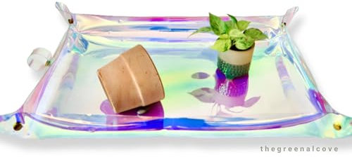 The Green Alcove Tapete de trasplante de plantas para jardinería en interiores y exteriores, lona holográfica enrollable para macetas, regalos para amantes de las plantas y mujeres (azul)