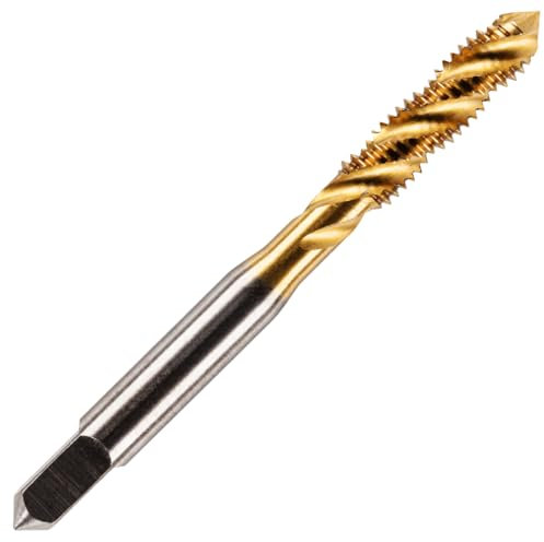 Rennie Tools - M4 x 0.7 Spiral Flute Tap HSS M2 Titanium (TiN) Coated 3mm Thread. Metric Hand/Machine Screw Tap Metric Coarse. for Tapping Blind Holes.