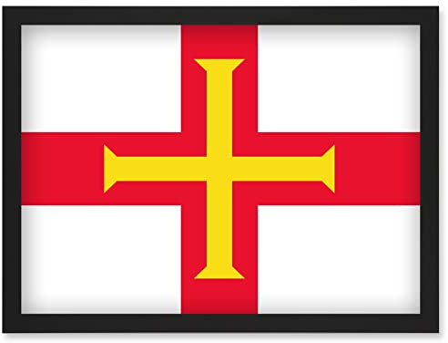 Artery8 Guernsey National Flag Patriotic Vexillology World Flags Country Region Poster Artwork Framed Wall Art Print A4