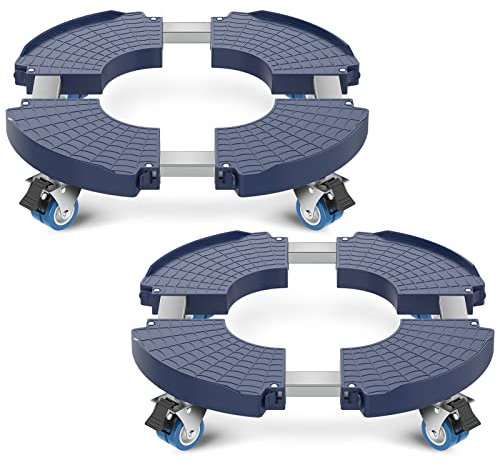 VANCASTLE Pflanzenbehälter mit Rädern, 38,1 - 55,9 cm verstellbarer rollender Pflanzenständer für drinnen und draußen, großer Pflanzwagen-Dolly mit Rollen für Blumentopf, Garten, Blau, 2 Stück