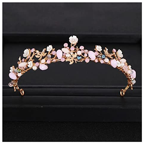 DAPERCI Handgemachte Krone Gold Braut Tiara Perle Strass Tiara Krone Braut Haarschmuck Hochzeit Haarschmuck Geschenk Brautschleier