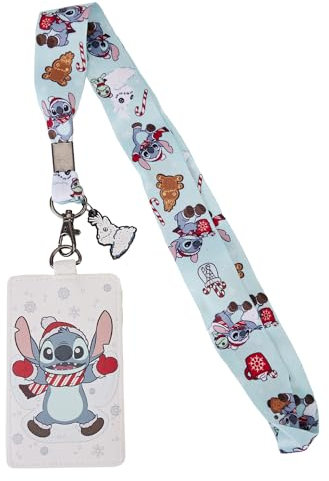 Loungefly Disney Stitch Cordon avec porte-cartes Motif ange de neige