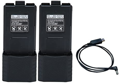 2 Uds BL5 7,4 V 3800mAh Batería de Iones de Litio para UV 5R 5RA 5RB 5RC 5RD 5RO 5RE UV 5X3 UV 5RTP UV 5R Plus, Batería de Walkie Talkie
