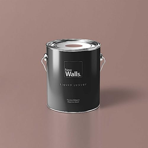 New Walls Pintura de emulsión de lujo líquida para interiores, color marrón topo, 5 litros