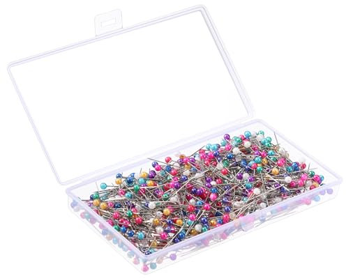 Stecknadeln mit Kopf, 38mm Bunte Glaskopfnadeln Edelstahl Stecknadeln Glaskopfstecknadeln für Basteln Nähen Säumen Craft, Jewelry Komponenten Dekoration 600 Stück