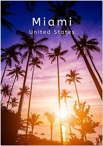 Generisch Miami City - Poster Kunstdruck Wandbild - für Wohnzimmer, Küche und Arbeitszimmer (59,4 x 84,1 cm (DIN A1))