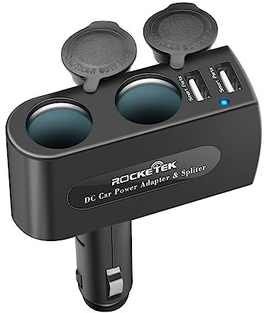 Adaptateur répartiteur allume-cigare pour voiture, 4 en 1 Multiprise 12V/24V 120W DC Outlet Splitter avec double ports USB et 2 prises allume-cigarette pour Smart phone Android Galaxy GPS Dashcam Plus