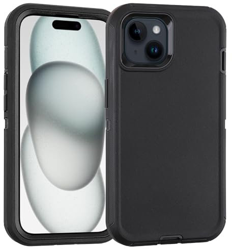 smartelf for iPhone 15 Plus Case, 3 in 1 Heavy Duty Drop Protection Full Body Rugged Shockproof, Military Protective Tough Durable Cover Phone Case for Apple iPhone 15 Plus (Black)