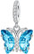 Alstiva Blauer Murano-Glas Schmetterling Charm-Anhänger 925 Sterling Silber 9A Zirkonia Charm Anhänger für Armband Charm Bead Pendant für Europäische Armbänder